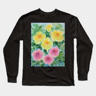 Roses Watercolor Painting Long Sleeve T-Shirt